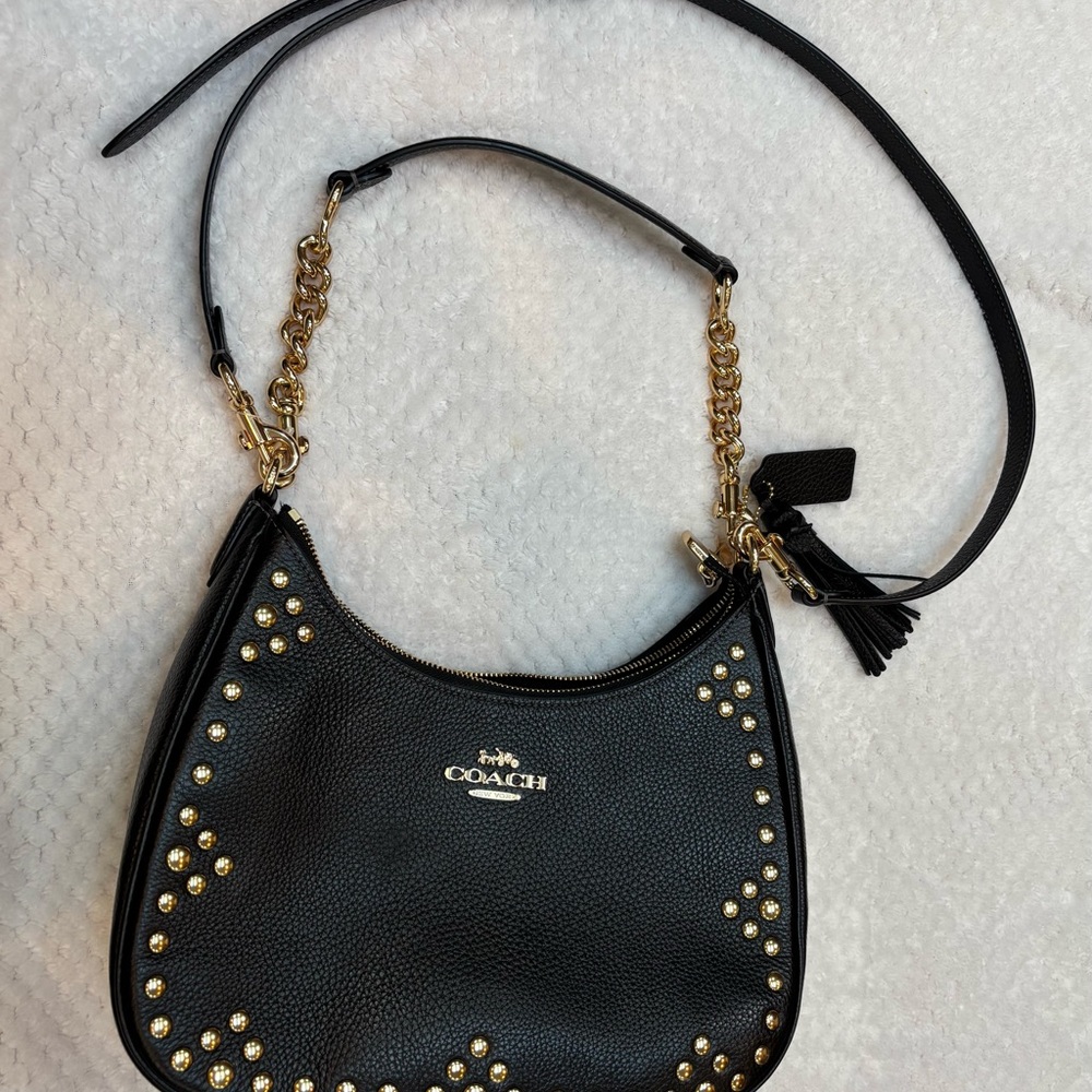 Coach Black and Gold Women's Bag- large (11.5in L x 9.25in H x 3.5 in)